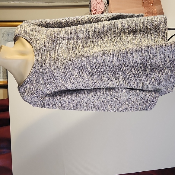 Per Se Tunic Blue & Metallic Printed Long Sleeve with Scoop Neck Sweater $440 - Picture 2 of 8